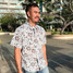 Western Aloha Men's Folk Hibiscus Short Sleeve Western Shirt in White back view