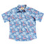 Western Aloha Tahitian Pareu Short Sleeve Western Shirt in Red, White, and Blue flat lay