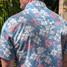 Western Aloha Tahitian Pareu Short Sleeve Western Shirt in Red, White, and Blue close-up