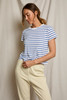 perfectwhitetee Women's Everett Boxy Stripped Tee Cobalt detail