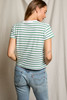 perfectwhitetee Women's Everett Boxy Stripped Tee Grass back view