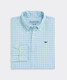 The Vineyard Vines Boys' Lemon Shark Gingham Featherweight Performance Shirt in Aqua Glass