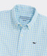 Vineyard Vines Boys' Lemon Shark Gingham Featherweight Performance Shirt Aqua Glass detail