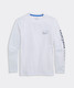 Vineyard Vines Boys' Burgee Whale Longsleeve Harbor Sun Tee in White front view
