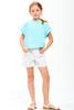 Good Girl Girls' Overlap Openback Top in Aqua front view