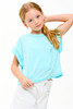 Good Girl Girls' Overlap Openback Top in Aqua full length view