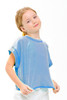 Good Girl Girls' Overlap Openback Top in Denim Blue front view