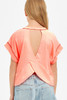 Good Girl Girls' Overlap Openback Top in Neon Coral back detail