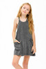 Good Girl Girls' Mineral Wash Mini Dress in Charcoal