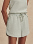 Varley Women's Coulter High Rise Shorts in mint green marl, front detail