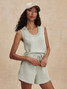Varley Women's Coulter High Rise Shorts in mint green marl, front view