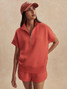 Varley Women's Ritchie Short Sleeve Sweatshirt in Summer Fig detail view