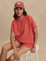 Varley Women's Ritchie Short Sleeve Sweatshirt in Summer Fig back view