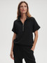 Varley Women's Ritchie Short Sleeve Sweatshirt in Black front view