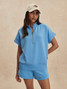 Varley Women's Ritchie Short Sleeve Sweatshirt in Azure Blue front view