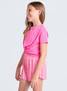 Lucky In Love Girls' Peek a Boo Short Sleeve Top in Pink front view