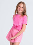 Lucky In Love Girls' Peek a Boo Short Sleeve Top in Pink detail view
