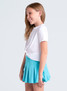 Lucky In Love Girls' Peek a Boo Short Sleeve Top in White back view