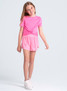 Lucky in Love Girls' Peek a Boo Short Sleeve Top in Pink