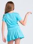 Lucky In Love Girls' Peek a Boo Short Sleeve Top in Turquoise detail view