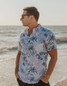 Baja Llama Nighthawk Button Up Shirt in White Hot Tropics side view