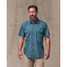 Filson Men's Washed Feather Cloth Short Sleeve Shirt in Blue flat lay