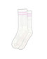 ZOĪ Stripe Crew Grip Socks in Pink/White