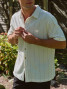 Fair Harbor Men's Oasis Textured Shirt Shell Stripe lifestyle view