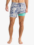 Fair Harbor Men's 5" Bungalow Trunks Silver Palms side view