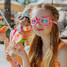 Bling2o Girls' Flexi Feline Swim Goggles in Plush Paw Pink back view