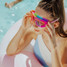 Bling2o Girls' Hologlow Swim Goggles in Pixel Pink detail