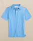 Southern Tide Boys' Driver Seaside Geo Printed Performance Polo in Blue Stream