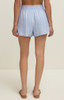 Z Supply Women's The Perfect Linen Striped Shorts in Light Blue back view