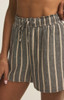 Z Supply Women's The Perfect Linen Striped Shorts in Black detail view