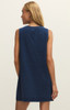 Z Supply Women's Solace Jersey Denim Mini Dress in Indigo back view