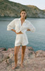 Z Supply Women's Emory Airy Gauze Shorts in White, campaign styling