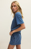 Z Supply Women's Curran Knit Denim Top in Calypso Blue Indigo detail