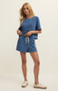 Z Supply Women's Hunter Knit Denim Shorts in Calypso Blue Indigo
