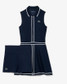 Lacoste Women's Ultra Dry Heritage Trim Golf Dress in Navy and White back view