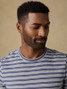 Faherty Men's Sunwashed Regenerative Tee in Whitecap Navy Stripe front view