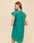 Bella Dahl Women's Cap Sleeve Henley Dress in Aqua Green