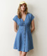 Marine Layer Women's Camila Denim Mini Dress Light Wash full length