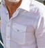 Criquet Men's Hemp Stripe Pearl Snap Shirt Light Blue side view
