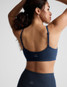Beyond Yoga Women's Spacedye Strappy Sports Bra gray and black colorway back view