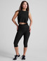 Beyond Yoga Women's Featherweight Minimal Crop Top in Darkest Night detail