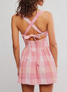 Free People Women's Laurel Plaid Mini Dress in Pink Combo