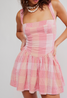Free People Women's Laurel Plaid Mini Dress in Pink Combo