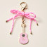Pink Guitar Enamel Bag Charm Keychain with split ring attachment