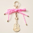 Pink Guitar Enamel Bag Charm Keychain front view