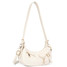 Vegan Leather Zipper Shoulder Bag in Beige